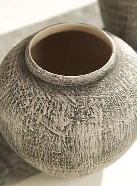 简约现代复古陶瓷干花落地大花瓶景德镇陶罐装饰摆件客厅插花陶盆