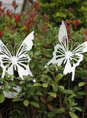 不锈钢蝴蝶摆件落地户外园林景观装饰品草坪公园花园昆虫金属雕塑