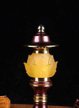 双色插电琉璃莲花灯 LED合金烤漆宝莲灯佛前灯供灯古法琉璃佛灯