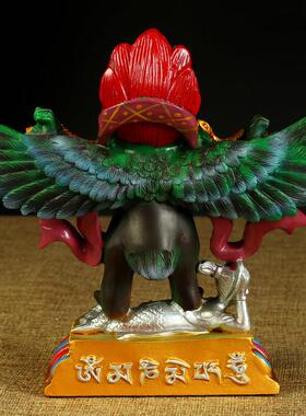 大鹏金翅鸟护法神树脂彩绘金翅大鹏鸟保护车载摆件家居供奉