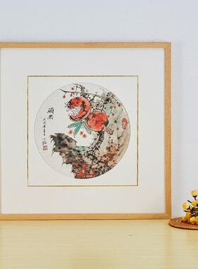 简约现代正方形国画裱框 斗方字画挂墙实木框 可定制尺寸宣纸裱框