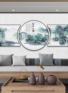 网红富山居图景国画山画水画客厅挂画茶室背墙画书壁房新春中式装