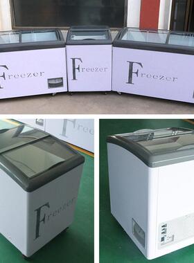 小型雪糕柜展示冰柜玻璃门迷你圆弧冷藏冷冻小冰箱玻璃盖雪糕柜