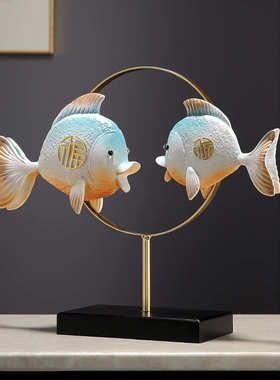 年年有余金鱼摆件新中式客厅电视柜酒柜办公室装饰品店铺开业礼品