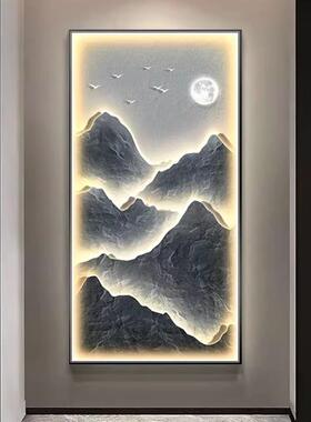 入户过道挂画现代正对门轻奢发光灯画玄关装饰画走廊墙面高档壁画