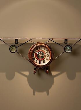 复古铁艺装饰飞机螺旋桨时钟壁饰壁挂酒吧网咖挂件墙面装饰