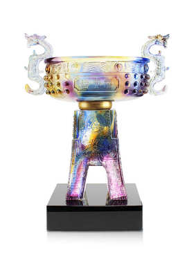 锋明琉璃聚宝盆家居装饰摆件办公室商务礼品乔迁开业定制财富宝鼎