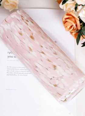 彩色琉璃花瓣口花瓶摆件欧式轻奢高颜值客厅水培插花桌面装饰摆件