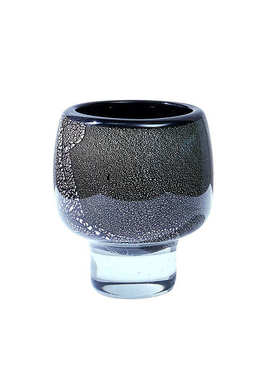 现代简约创意高脚水晶底轻奢银箔琉璃花瓶售楼处会议室洽谈桌花器