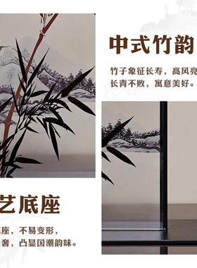 中式小屏风茶BJ877A台茶氛围布置风竹子隔断桌面装饰品宋代古美摆