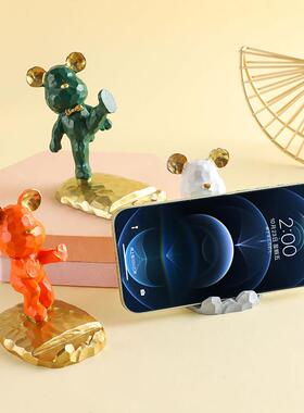 溥畔年 可爱暴力熊手机架桌面ipad平板支撑架手机架卡通床头懒人