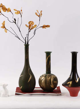 现代简约售楼处摆件陶瓷彩绘花瓶高级感客厅插花器新中式轻奢饰品