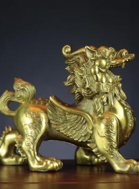 铜貔貅摆件一对公母铜貔恘黄铜全铜皮丘 天禄 客厅店铺 站貔貅