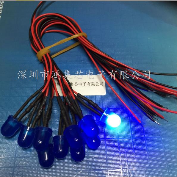 220V带线8mmLED灯珠焊线交直流指示发光二极管F8彩色雾状红黄兰绿 - 图2