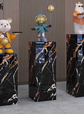 大理石摆件底座展示摆台玄关装饰品石墩立柱岩板花架子客厅落实式