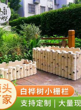 精白桦树栅栏无机矿粉庭院直供园林园仿草白地花白桦树栅园护栏桦