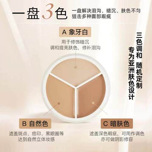 Three color concealer to cover spots三色遮瑕膏遮盖斑点痘痘印 - 图2