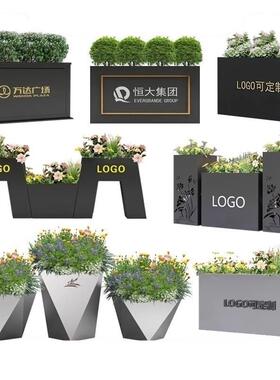围栏市政工程铁艺花盆花架户外不锈钢花箱隔断花箱组合庭院