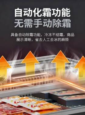 商用大容量卧式组合岛柜全铜管无霜速冻展示冰柜商用大视窗冷冻柜