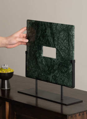 艺贝子高级感意式轻奢祖母绿大理石摆件高端样品房酒柜客厅装饰品