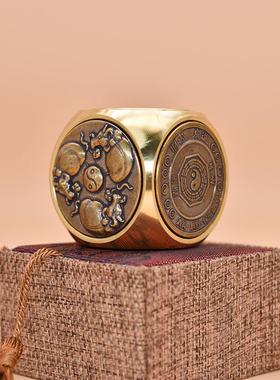 纯黄铜六面转 把玩件解压摆件 招米进宝十来韵转文玩男女国潮热卖