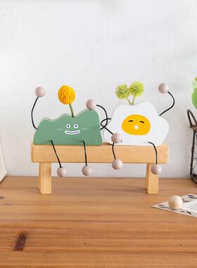 阿楹 可爱桌玩偶玄关电视柜小摆件吊脚娃娃治愈置物架洞洞板装饰