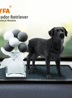 吉佳美YFA厂家直销黑色拉布拉多犬仿真狗模型手办车载摆件工艺品