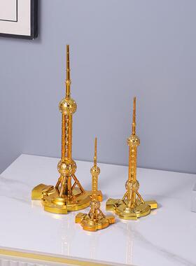 新款金色东方明珠摆件家居客厅酒柜办公装饰品旅游纪念品建筑模型