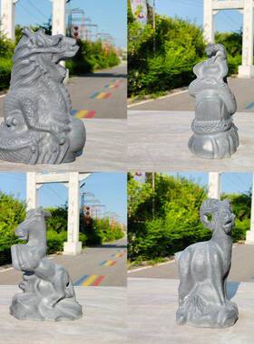 石雕十二生肖青石摆件雕塑鼠牛虎兔龙蛇马羊猴鸡狗猪石头12生肖