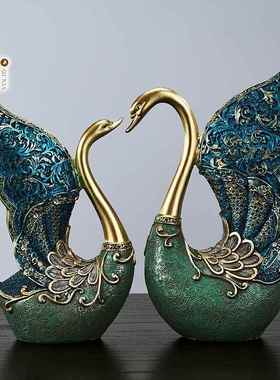 创意欧式927天鹅酒工柜电视柜家居客厅办公室摆件树脂情侣艺品