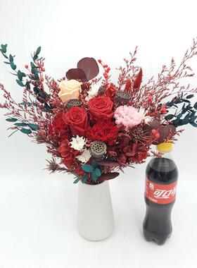 永恒玫瑰康乃馨自然风格简单易懂豪华干花花束餐桌装饰装饰饰品生
