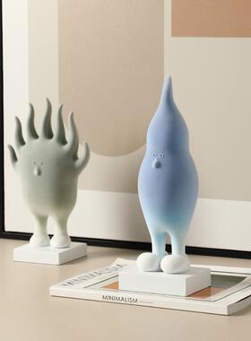 北欧 ins风创意植绒卡通精灵摆件样板间客厅酒柜儿童房设计师装饰