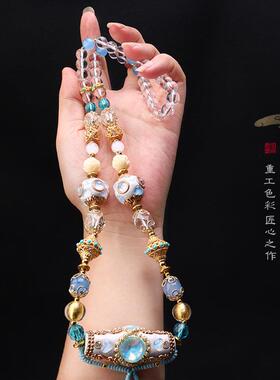 2026泰国佛牌绳唐卡文玩镶嵌波西米亚白色多宝元素重手工吊坠绳链