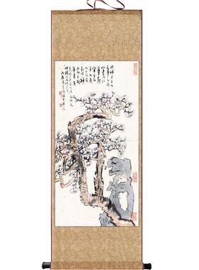 红梅报春名家花鸟挂画齐白石红梅唐伯虎梅花图谢稚柳墨梅客厅卷轴
