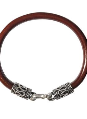 正品女正品鸡血藤纯镯款手情侣银铃铛吉祥藤镯木质配饰平安锁扣男