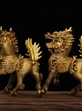 麒麟摆件铜钻石麒麟火麒麟工艺品铜器精工创意金属铜制