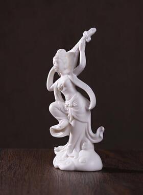 陶瓷敦煌飞天仙女小摆件客厅书房茶室博古架仕女盆景造景饰工艺品