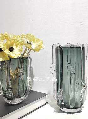 轻奢现代简约琉璃玻璃花瓶样板间售楼处酒店客厅家居餐桌玄关摆件
