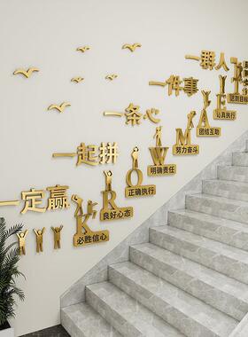 景办公楼SRO梯走廊企业化墙面创意装文饰背场景室布置团队激励志