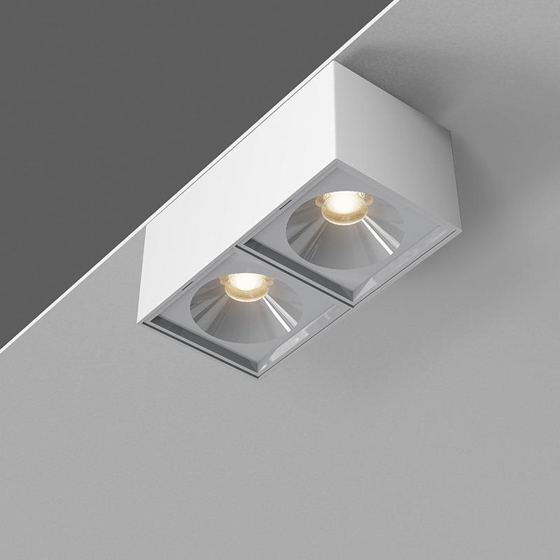 Exposed double-head square spotlight downlight bold lamp bean gall lamp no opening no main light home living room bedroom grille