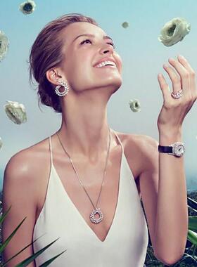 Luxury Water Drop Pendant Necklaces Earrings Sets Shininy Cu