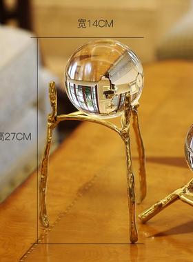 高档工艺水晶球摆新现代轻奢客厅书件房办装公室酒柜家居饰乔迁居