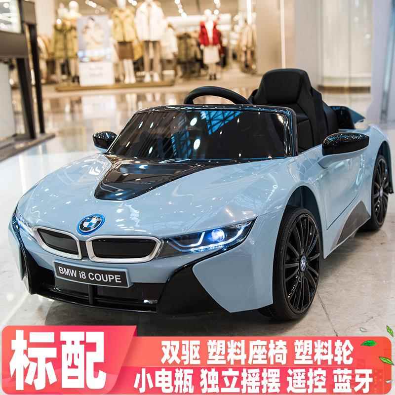 Genuine BMW children's electric control car, four baby play seat car, cute large baby remote car with small wheels for children