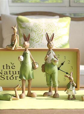 田园风格装饰品创意礼品树脂摆件生日礼物 兔子摆设摆件