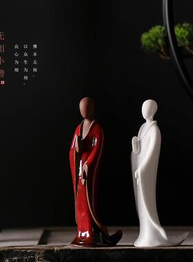 九造中国白瓷无相佛像装饰创意家居客厅书房陈设陶瓷禅宗人物装饰