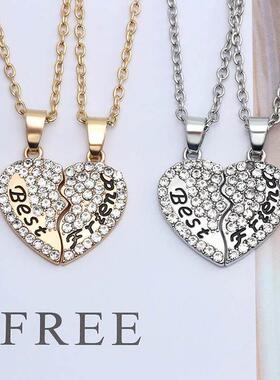 rendy Simple Heart Necklace Sisters Pendant 2/3 Pcs BFF Lett