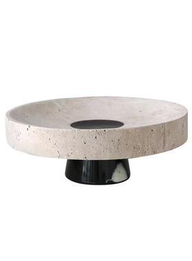 侘寂现桌代黄饰洞大理石收ES-A6480纳几果盘托盘装玄关客厅茶餐售