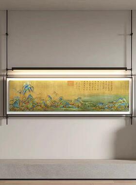 美式覆古酒店装饰画金属支架吊杆高级灯光饭厅客厅背景墙壁挂画