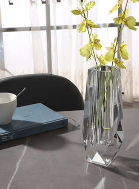 新款加厚菱形水晶玻璃花瓶网红酒店民宿西餐厅琉璃高透玻璃花瓶器