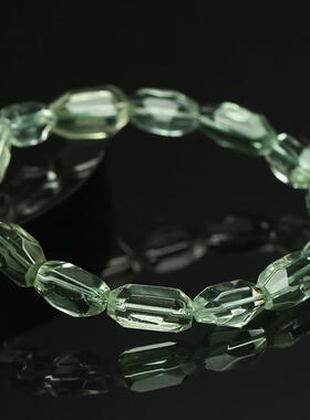 2026名都水晶 天然绿水晶桶珠切面手链 绿色不规则随型水晶手串